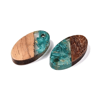 Transparent Resin and Walnut Wood Pendants RESI-T057-03I-1