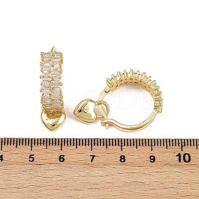 Heart Brass Micro Pave Clear Cubic Zirconia Hoop Earrings EJEW-S275-04G-1