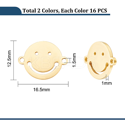 32Pcs 2 Colors 201 Stainless Steel Connector Charms STAS-UN0049-84-1