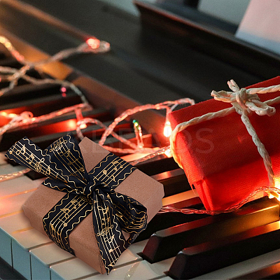30Yards 3 Colors Musical Note Pattern Polyester Striped Ribbon OCOR-DC0001-19-1