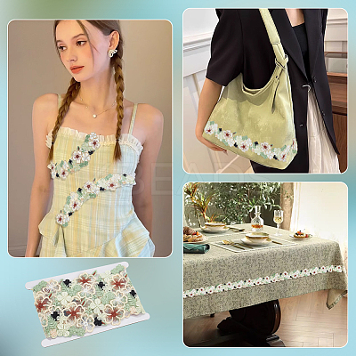 5 Yards Organza Pleated Lace Polyester Ribbon OCOR-FG0002-42-1