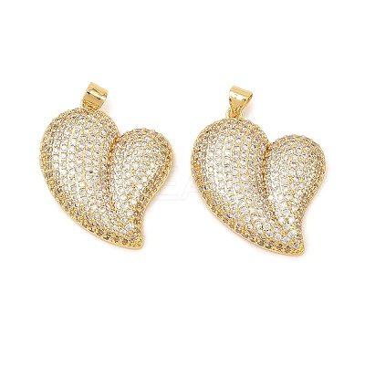Brass Micro Pave Clear Cubic Zirconia Pendants KK-C166-05G-1
