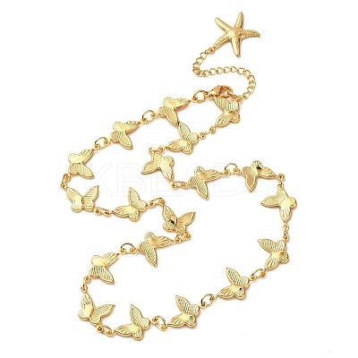 304 Stainless Steel Butterfly Link Chain Necklaces for Women NJEW-G178-16G-1
