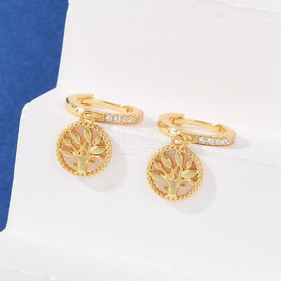 925 Sterling Silver Micro Pave Clear Cubic Zirconia Hoop Earrings for Women EJEW-G427-01G-01-1