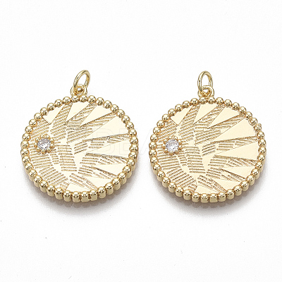 Brass Micro Pave Clear Cubic Zirconia Pendants KK-S356-008G-NF-1