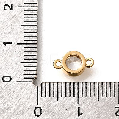 Brass Clear Cubic Zirconia Connector Charms KK-K294-14G-1