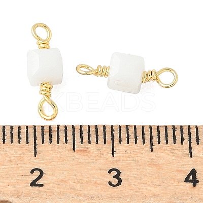 Glass Faceted Cube Connector Charms KK-C097-10G-04-1