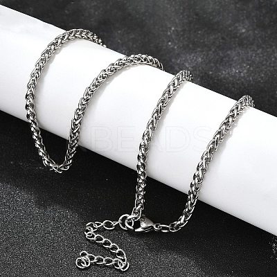 Non-Tarnish 316 Surgical Stainless Steel Wheat Chain Necklaces NJEW-M176-18-B-1