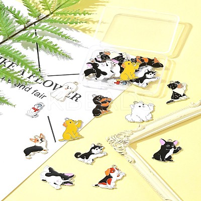 22Pcs 11 Styles Rack Plating Alloy Enamel Pendants FIND-FS0002-76-1