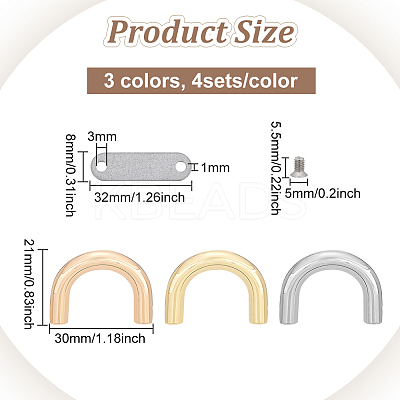 12 Sets 3 Colors Alloy D-Ring Connector Buckles for Bag FIND-WR0006-54-1