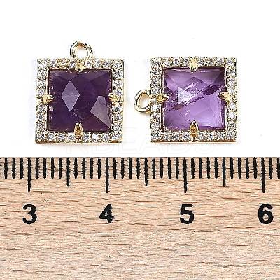 Natural Mixed Gemstone Faceted Square Charms G-I375-06G-1