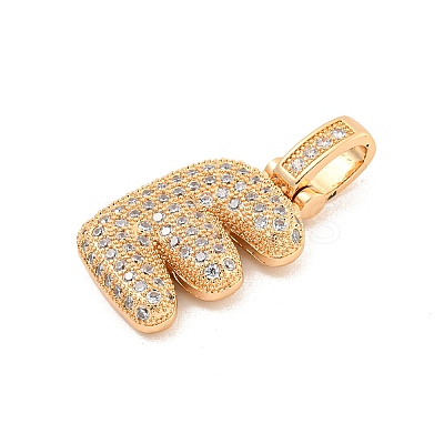 Brass Micro Pave Clear Cubic Zirconia Pendants KK-B099-01G-E-1