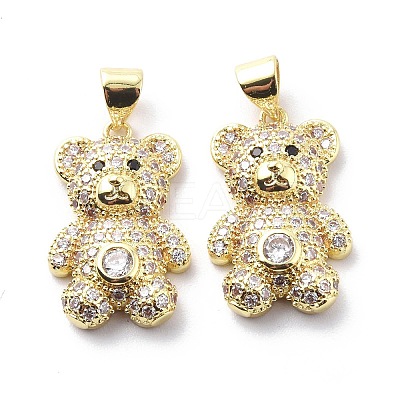 Brass Cubic Zirconia Pendants KK-G446-26G-01-1