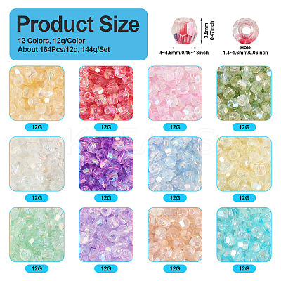 144G 12 Colors Transparent Spray Painted Glass Beads EGLA-TA0013-13-1