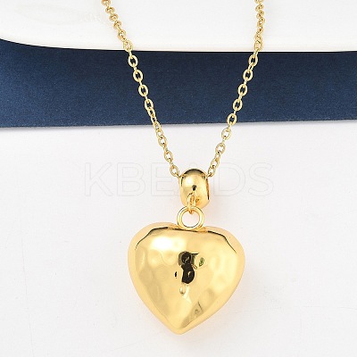201 Stainless Steel Textured Love Heart Pendant Necklaces for Women NJEW-Z069-01G-03-1