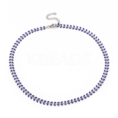 Enamel Wheat Link Chain Necklace NJEW-P220-02P-02-1