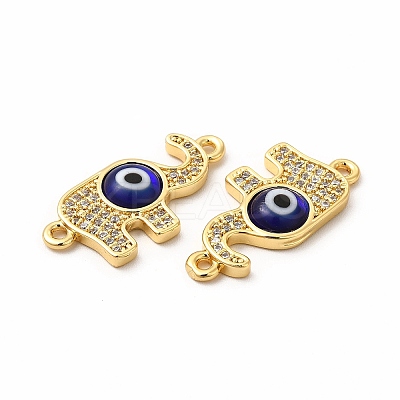 Rack Plating Real 18K Gold Plated Brass Micro Pave Clear Cubic Zirconia Connector Charms ZIRC-L102-05G-1