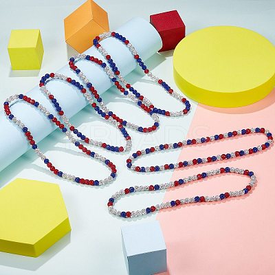 Polymer Clay Rhinestone Round Beaded Necklaces NJEW-SW00049-03-1