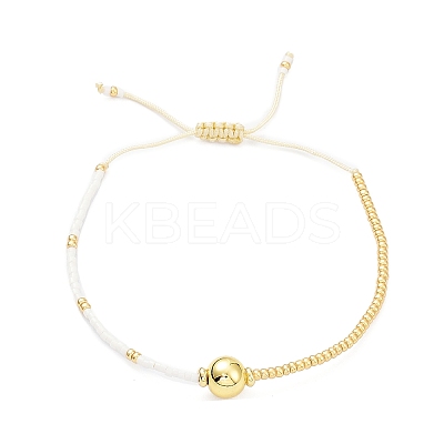 Adjustable Miyuki Seed & Brass Braided Beaded Bracelets for Women BJEW-O187-16-1