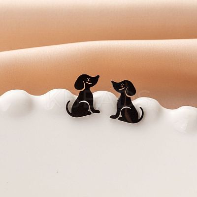 Stainless Steel Dog Stud Earrings PW-WG53AF2-08-1