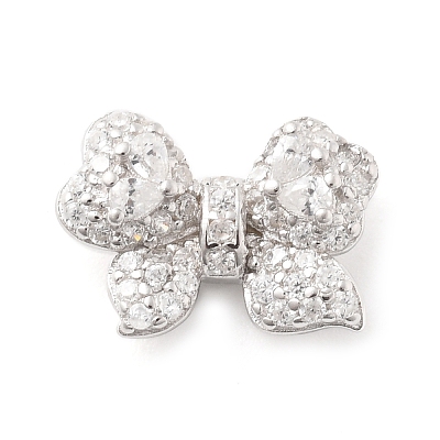 925 Sterling Silver Micro Pave Clear Cubic Zirconia Bowknot Multi-Strand Links STER-S013-02P-1