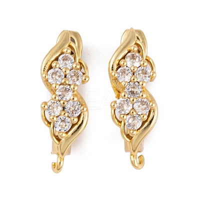 Rack Plating Brass Cubic Zirconia Hoop Earring Findings KK-S374-04G-01-1