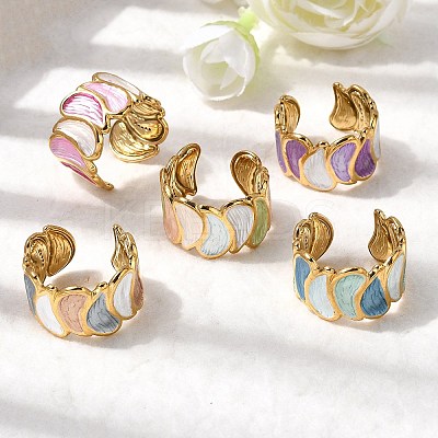 304 Stainless Steel Enamel Open Cuff Rings RJEW-L335-02B-G-1