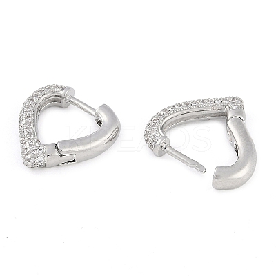 Brass Pave Clear Cubic Zirconia Hoop Earrings for Women EJEW-S225-11P-02-1