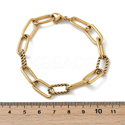 Ion Plating(IP) 304 Stainless Steel Paperclip Chain Bracelets BJEW-F412-02G-1