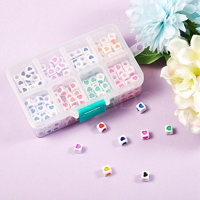 240Pcs 8 Colors Opaque Acrylic European Beads OPDL-SZ0001-01-1