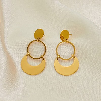 304 Stainless Steel Dangle Stud Earrings EJEW-P315-02A-G-1