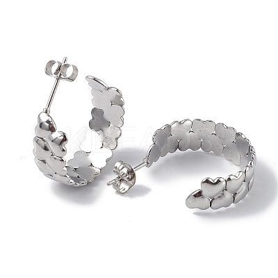 Non-Tarnish 304 Stainless Steel Heart Wrap Stud Earrings EJEW-I284-01P-1