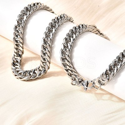 8MM 304 Stainless Steel Cuban Link Chain Necklaces for Men NJEW-B134-03A-P-1