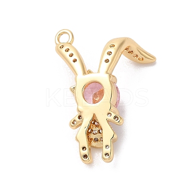 Brass Pave Cubic Zirconia with Glass Pendants KK-G465-06G-1