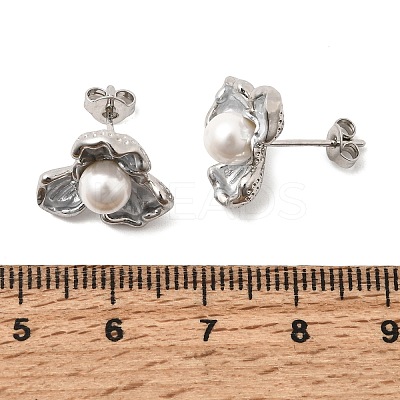 Brass Enamel Stud Earrings KK-CBAB173-02D-P-1