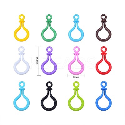 120Pcs 12 Colors Opaque Solid Color Bulb Shaped Plastic Push Gate Snap Keychain Clasp Findings KY-CJ0001-25-1
