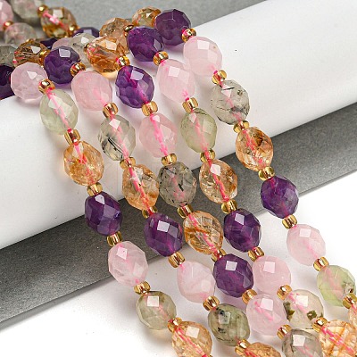 Natural Amethyst & Rose Quartz & Prehnite & Citrine Beads Strands G-N342-53-1