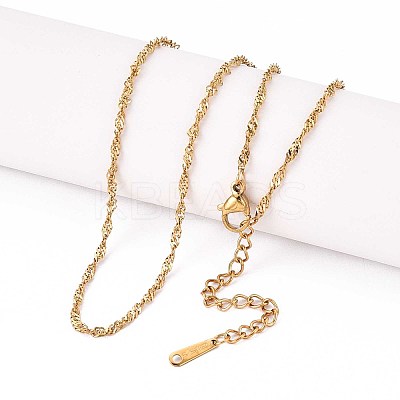 2MM 304 Stainless Steel Singapore Chains Necklaces NJEW-N058-06G-1