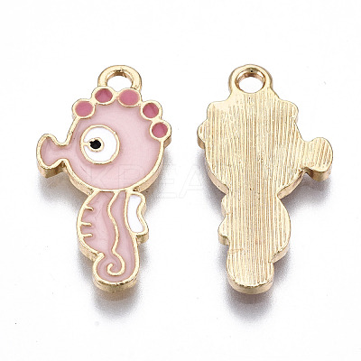 Light Gold Plated Alloy Enamel Pendants ENAM-T009-77C-RS-1