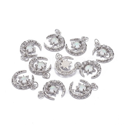 Brass Micro Pave Clear Cubic Zirconia Glass Pendants LS-ZIRC-C024-06P-03-1