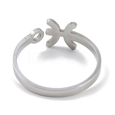 Non-Tarnish Constellations 304 Stainless Steel Open Cuff Ring for Women RJEW-L122-001P-10-1