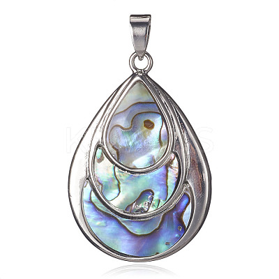 Natural Paua Shell Pendants G-XCP0001-45-1