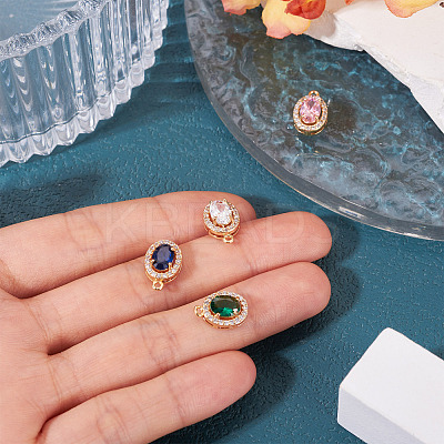 4Pcs 4 Colors Brass Micro Pave Cubic Zirconia Pendants KK-TA0002-58-1