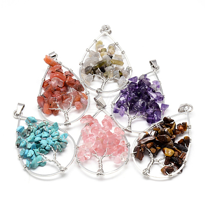 Brass Wire Wrapped Big Pendants G-Q959-M-1