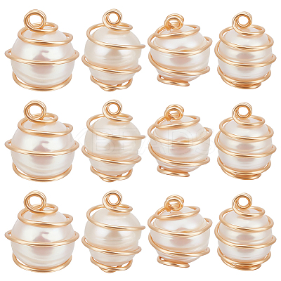 14Pcs Natural Cultured Freshwater Pearl Round Charms FIND-BBC0001-51-1
