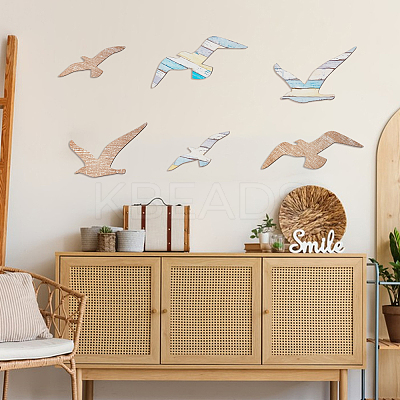 2 Bags 2 Colors Wooden Bird Wall Decorations AJEW-GA0008-94-1