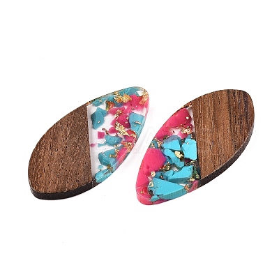 Transparent Resin and Walnut Wood Pendants RESI-T057-05K-1