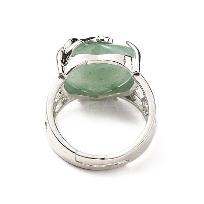 Natural Green Aventurine Adjustable Rings RJEW-P043-03P-15-1