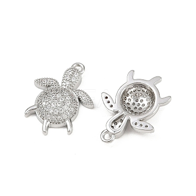 Brass Micro Pave Clear Cubic Zirconia Pendants KK-G535-02C-P-1