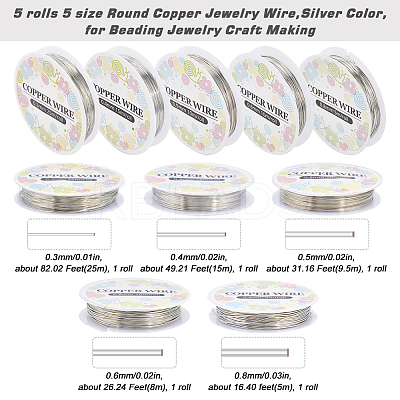 5 rolls 5 size Copper Jewelry Wire CWIR-SC0001-03C-1